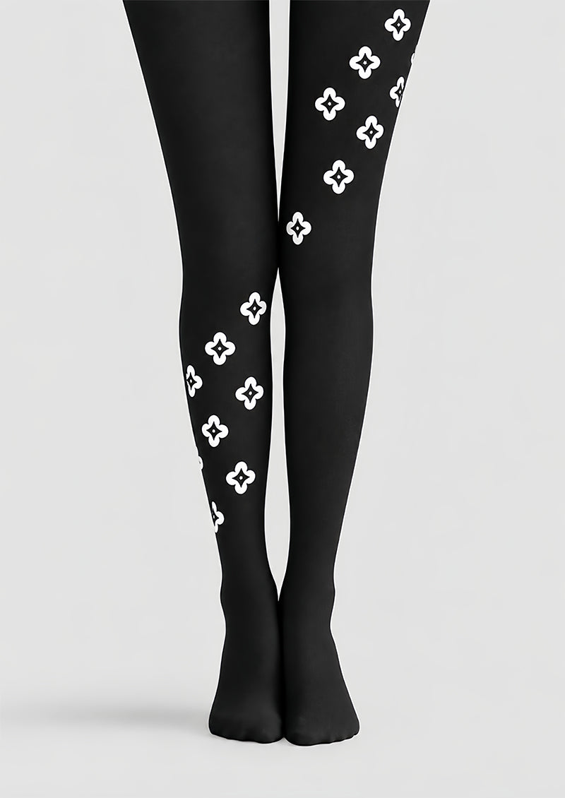 Minimal White Motif Tights Hosiery Pantyhose Z69-82