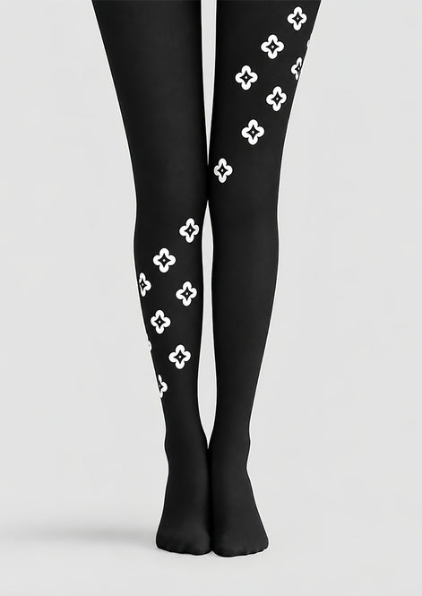 Minimal White Motif Tights Hosiery Pantyhose Z69-82