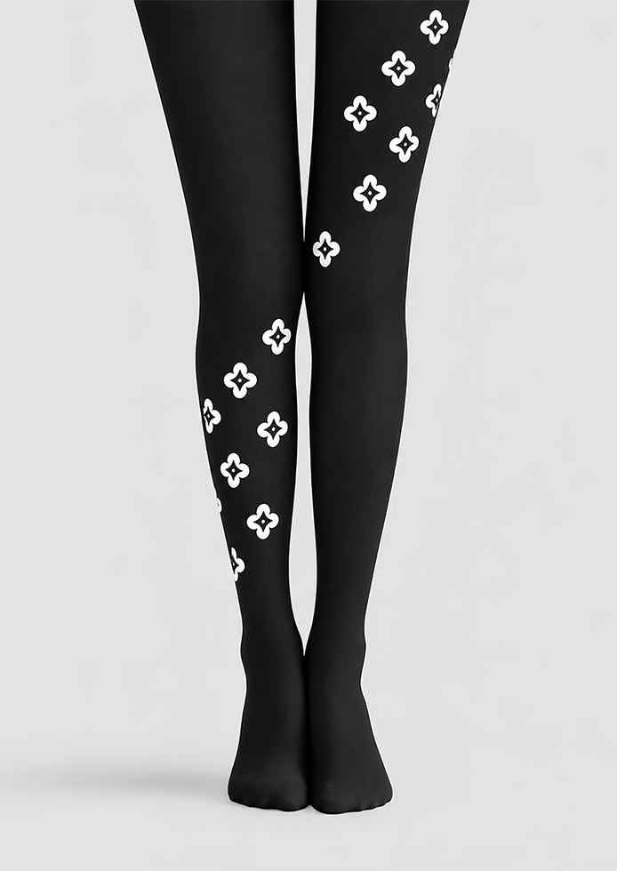 Minimal White Motif Tights Hosiery Pantyhose Z69-82