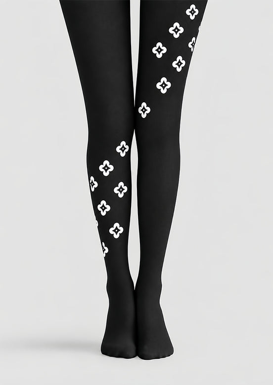 Minimal White Motif Tights Hosiery Pantyhose Z69-82