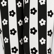 Black White Floral Stripe Tights Hosiery Pantyhose Z69-83