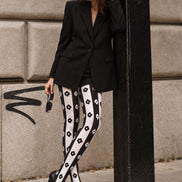Black White Floral Stripe Tights Hosiery Pantyhose Z69-83