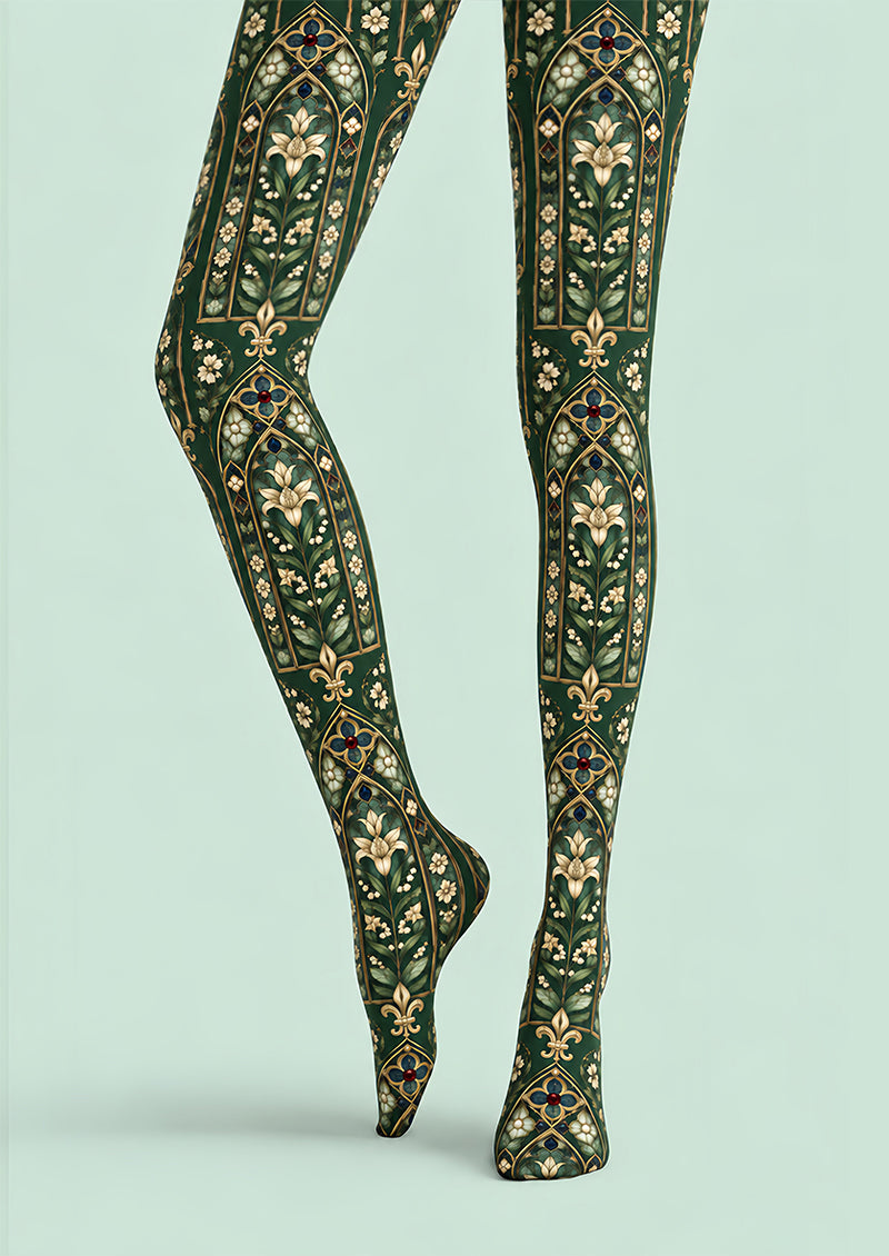 Gothic Floral Stained Glass Tights Hosiery Pantyhose Z69-84