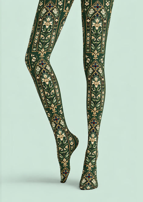 Gothic Floral Stained Glass Tights Hosiery Pantyhose Z69-84