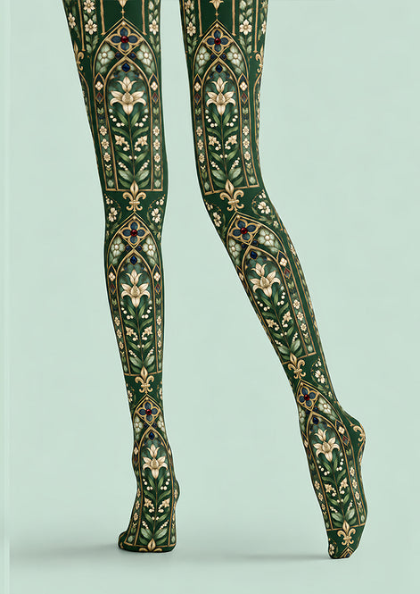 Gothic Floral Stained Glass Tights Hosiery Pantyhose Z69-84
