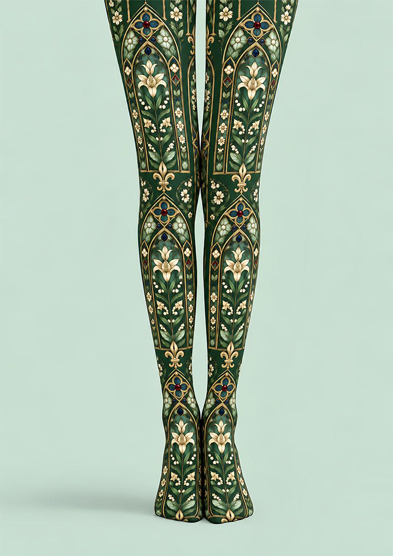 Gothic Floral Stained Glass Tights Hosiery Pantyhose Z69-84
