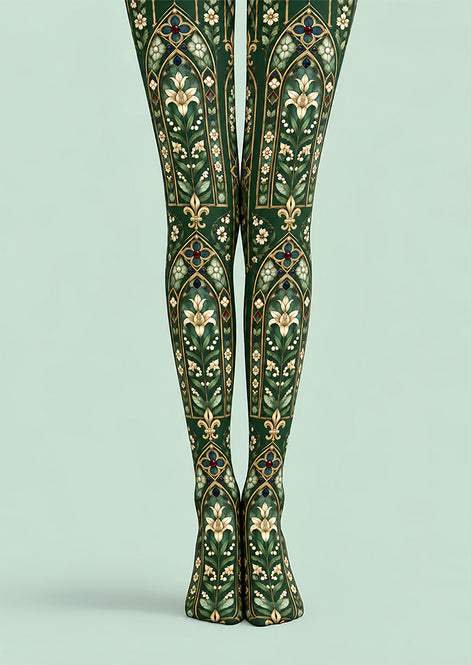 Gothic Floral Stained Glass Tights Hosiery Pantyhose Z69-84
