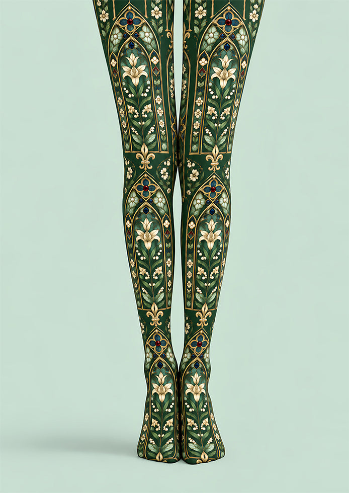 Gothic Floral Stained Glass Tights Hosiery Pantyhose Z69-84
