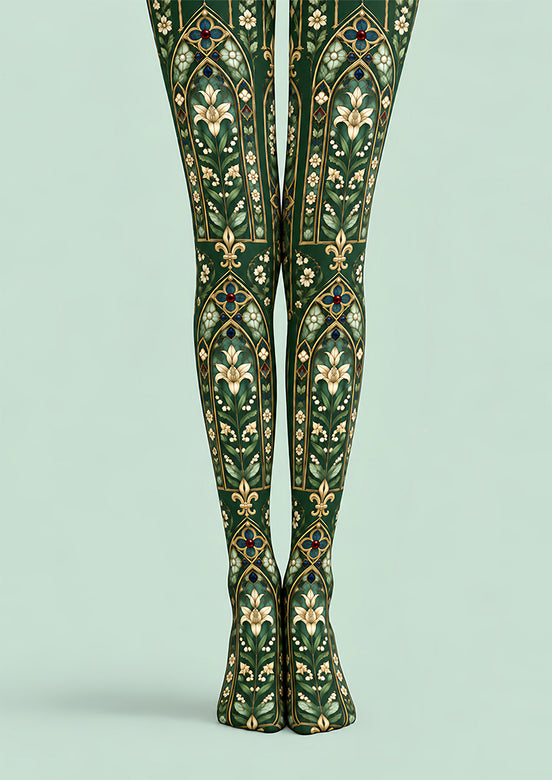 Gothic Floral Stained Glass Tights Hosiery Pantyhose Z69-84