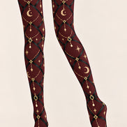 Gothic Burgundy Chain Pattern Tights Pantyhose Z69-85