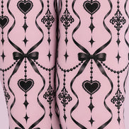 Gothic Pink Bow Heart Tights Hosiery Pantyhose Z69-86