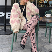 Gothic Pink Bow Heart Tights Hosiery Pantyhose Z69-86