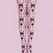 Gothic Pink Bow Heart Tights Hosiery Pantyhose Z69-86