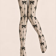 Black Gothic Ribbon Bow Tights Hosiery Pantyhose Z69-87
