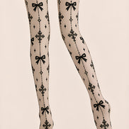 Black Gothic Ribbon Bow Tights Hosiery Pantyhose Z69-87
