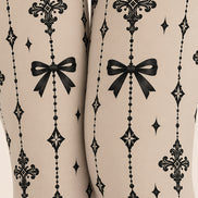 Black Gothic Ribbon Bow Tights Hosiery Pantyhose Z69-87