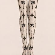 Black Gothic Ribbon Bow Tights Hosiery Pantyhose Z69-87