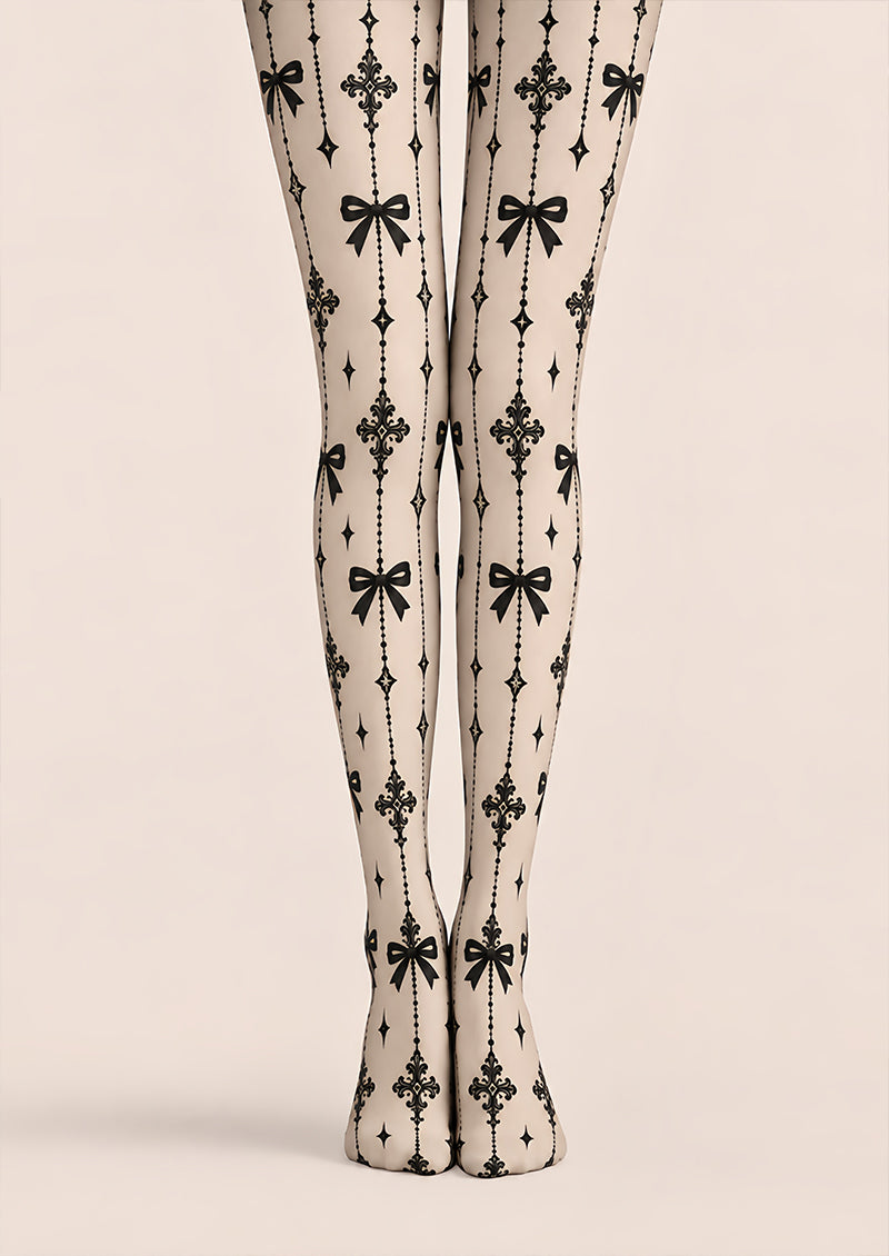 Black Gothic Ribbon Bow Tights Hosiery Pantyhose Z69-87