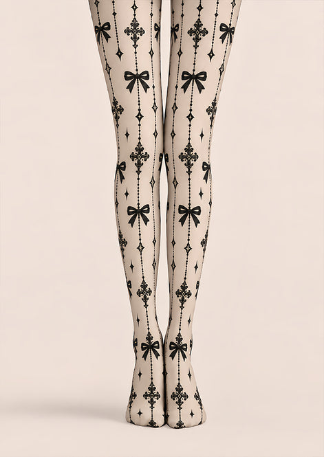 Black Gothic Ribbon Bow Tights Hosiery Pantyhose Z69-87