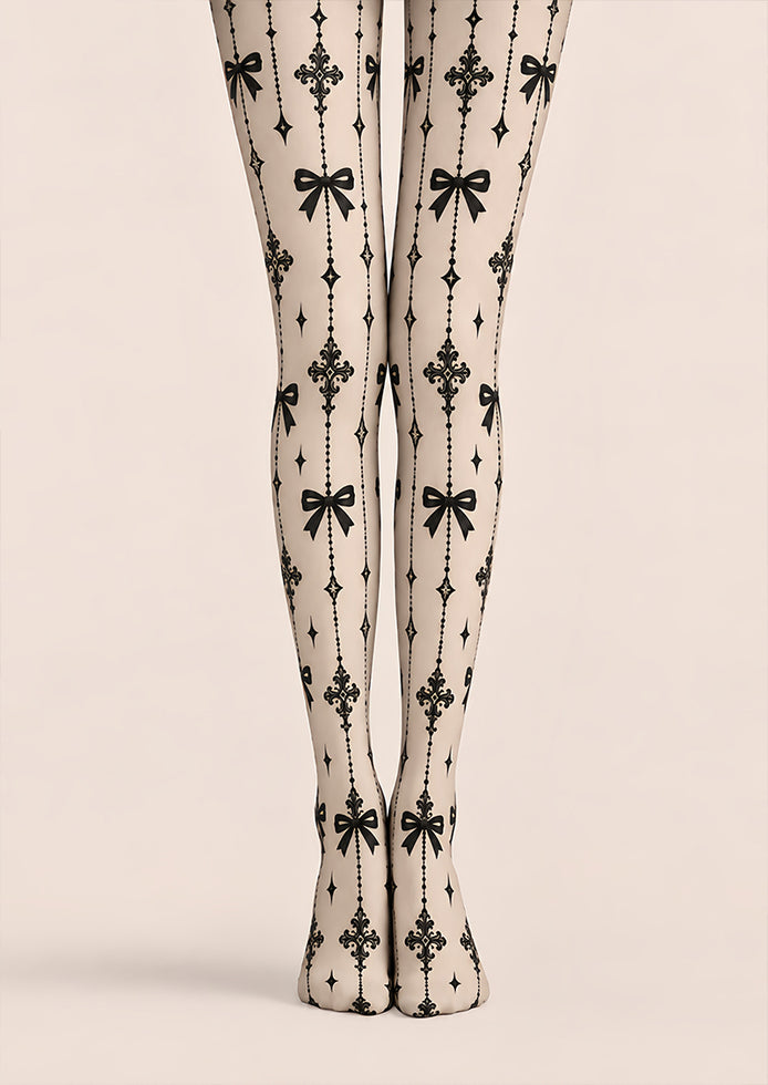 Black Gothic Ribbon Bow Tights Hosiery Pantyhose Z69-87