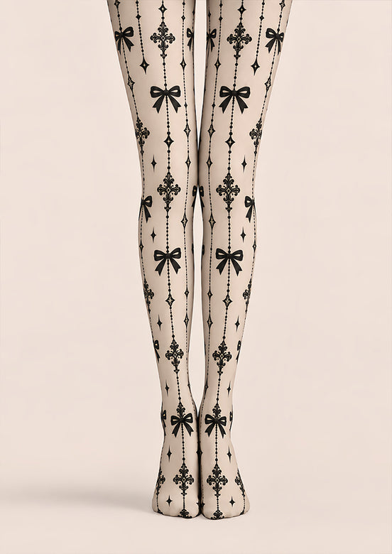 Black Gothic Ribbon Bow Tights Hosiery Pantyhose Z69-87