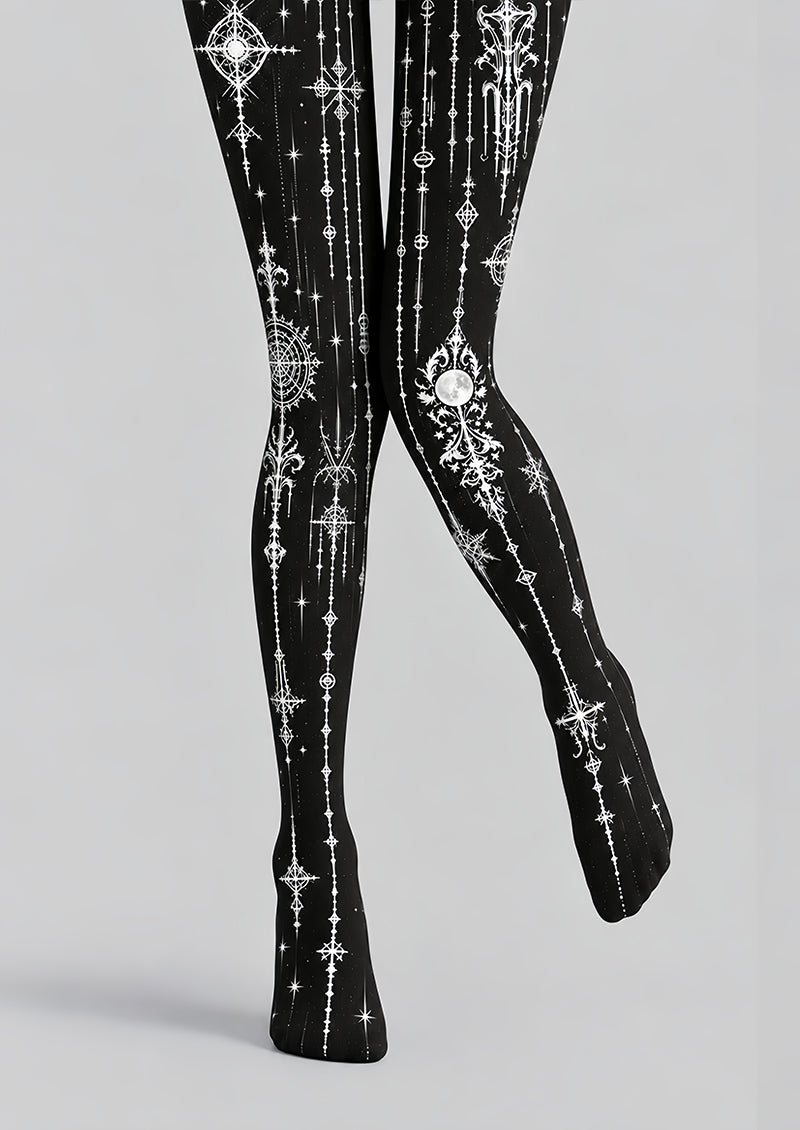 Black Astrology Graphic Tights Hosiery Pantyhose Z69-89
