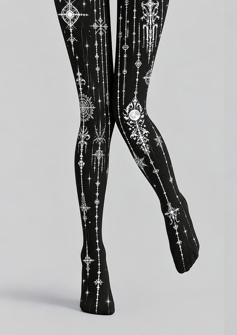 Black Astrology Graphic Tights Hosiery Pantyhose Z69-89