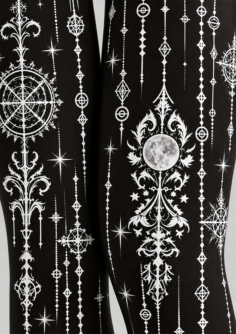 Black Astrology Graphic Tights Hosiery Pantyhose Z69-89