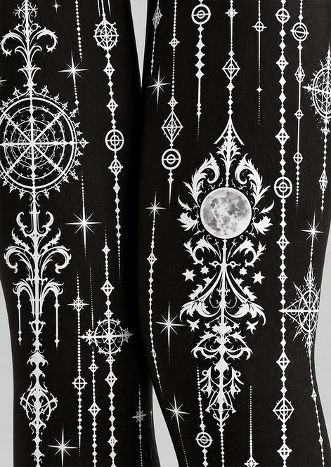 Black Astrology Graphic Tights Hosiery Pantyhose Z69-89