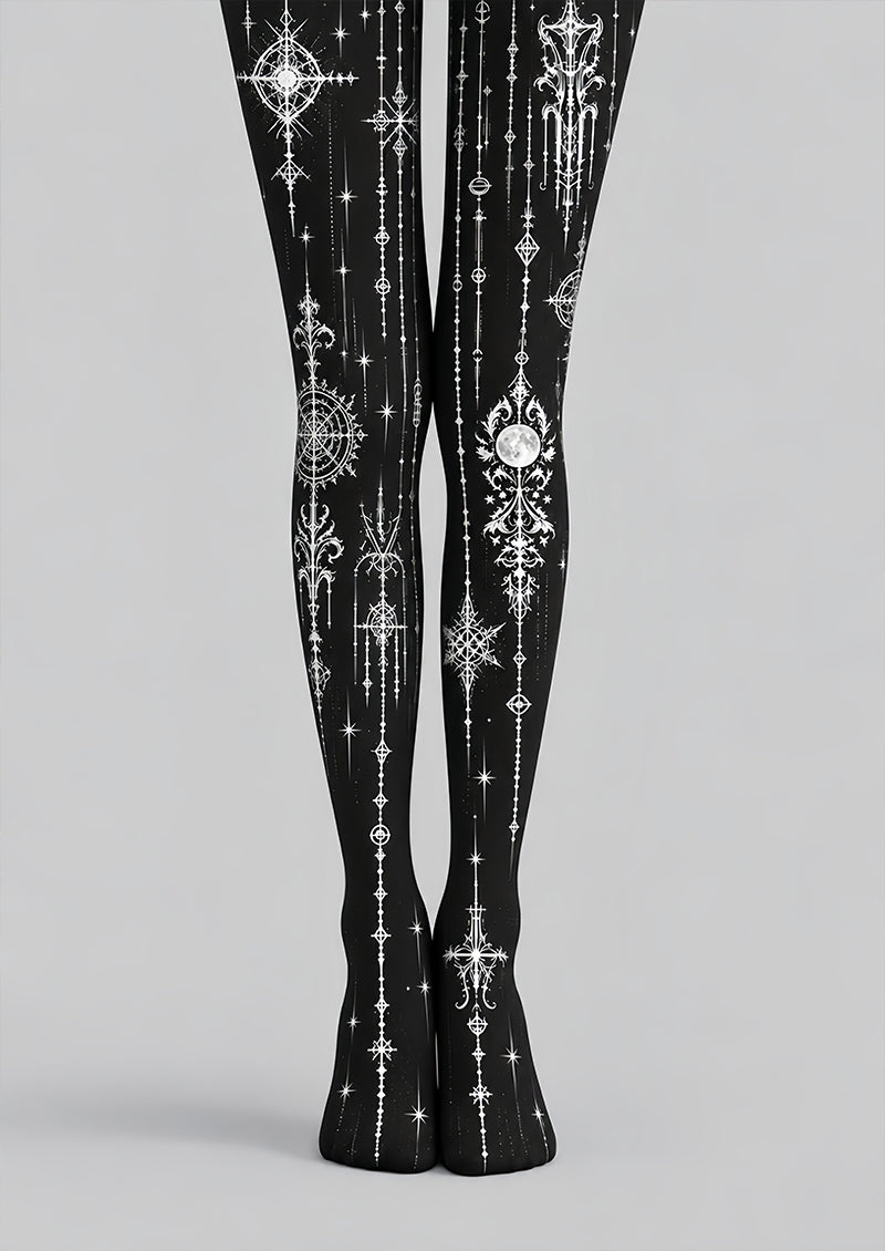 Black Astrology Graphic Tights Hosiery Pantyhose Z69-89