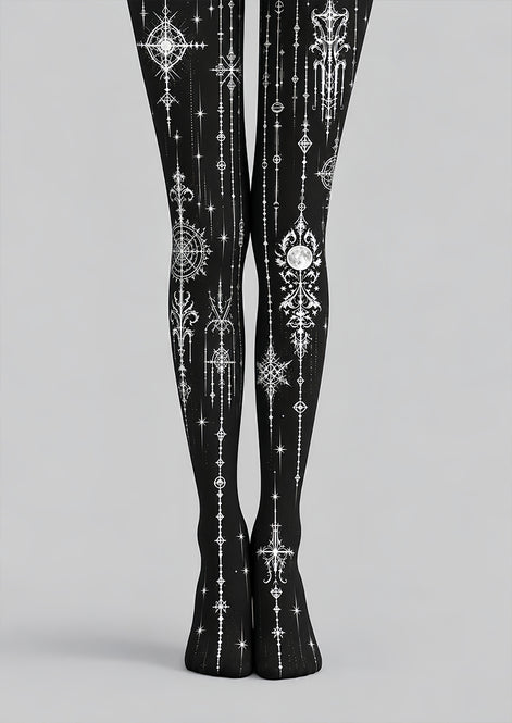 Black Astrology Graphic Tights Hosiery Pantyhose Z69-89