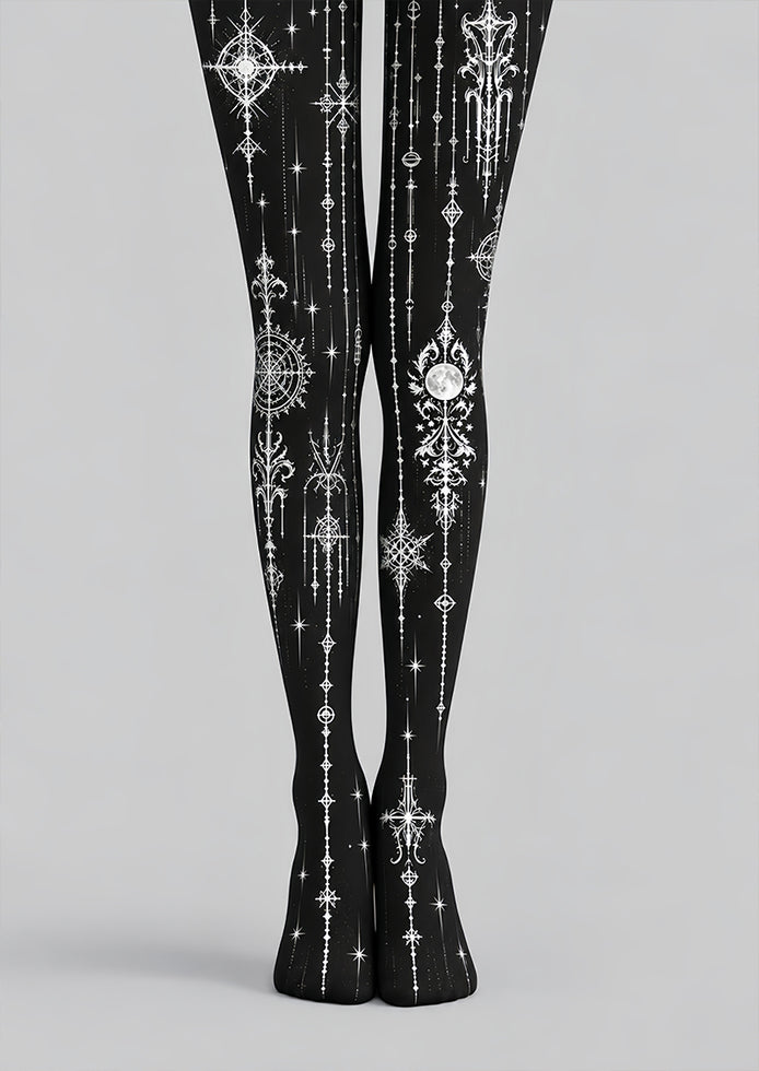 Black Astrology Graphic Tights Hosiery Pantyhose Z69-89