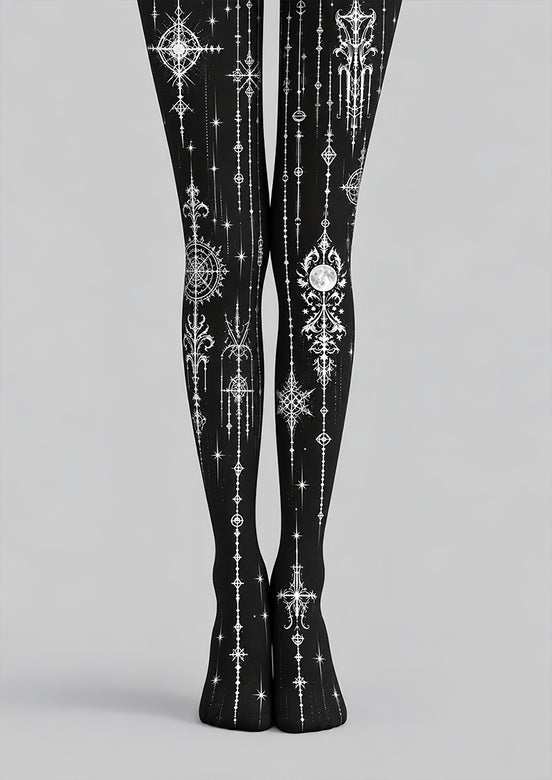 Black Astrology Graphic Tights Hosiery Pantyhose Z69-89