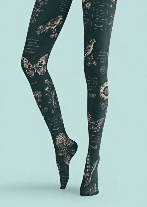 Vintage Nature Tights Butterfly Bird Botanical Pantyhose Z69-9