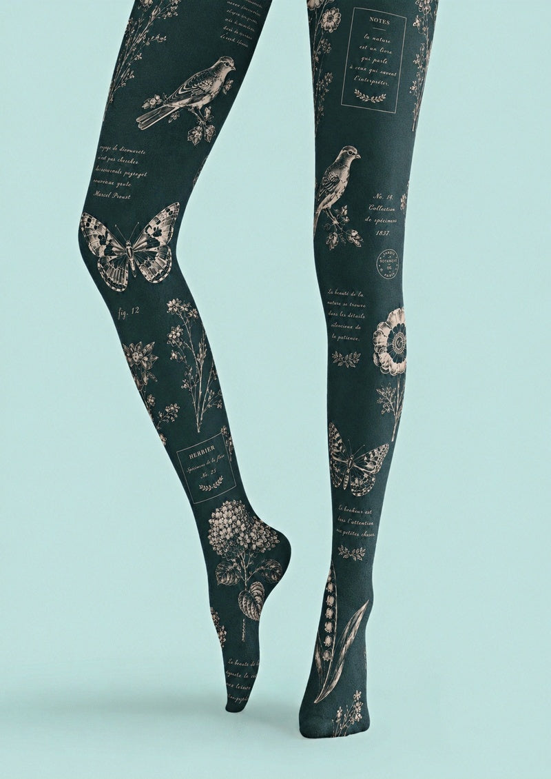 Vintage Botanical Bird Tights Hosiery Pantyhose Z69-9