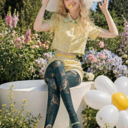 Vintage Nature Tights Butterfly Bird Botanical Pantyhose Z69-9
