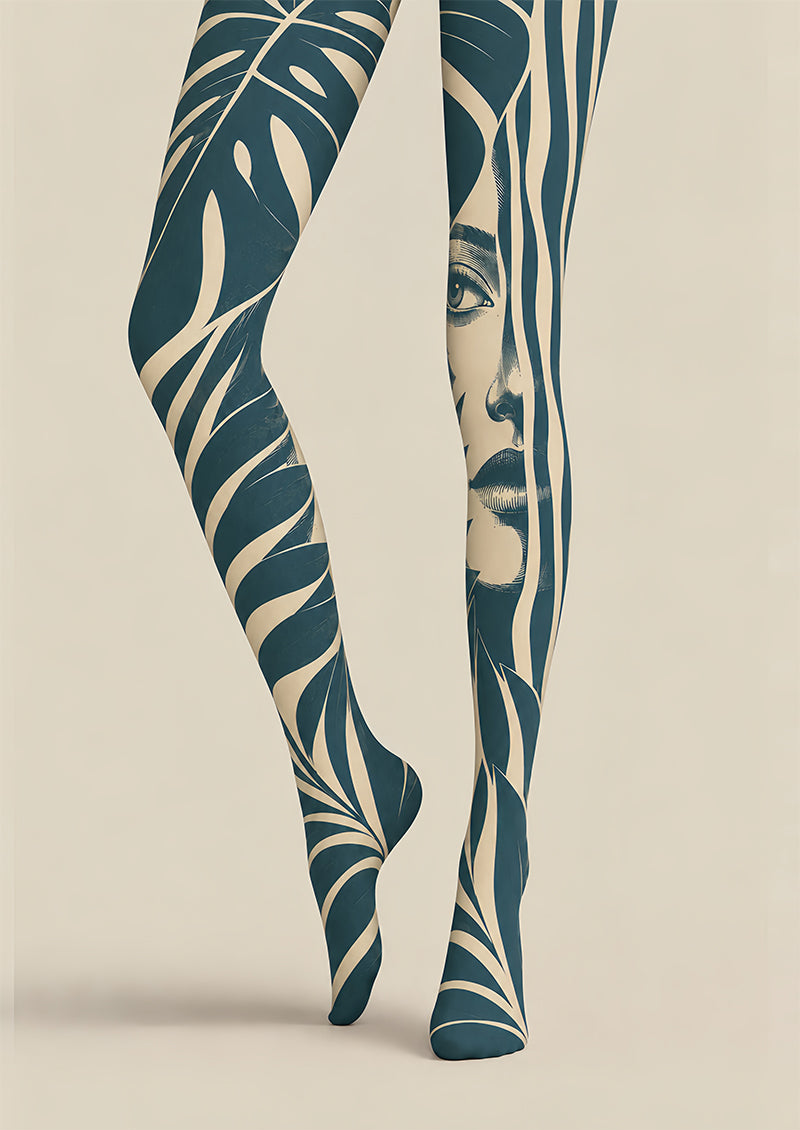 Abstract Face Graphic Tights Hosiery Pantyhose Z69-90