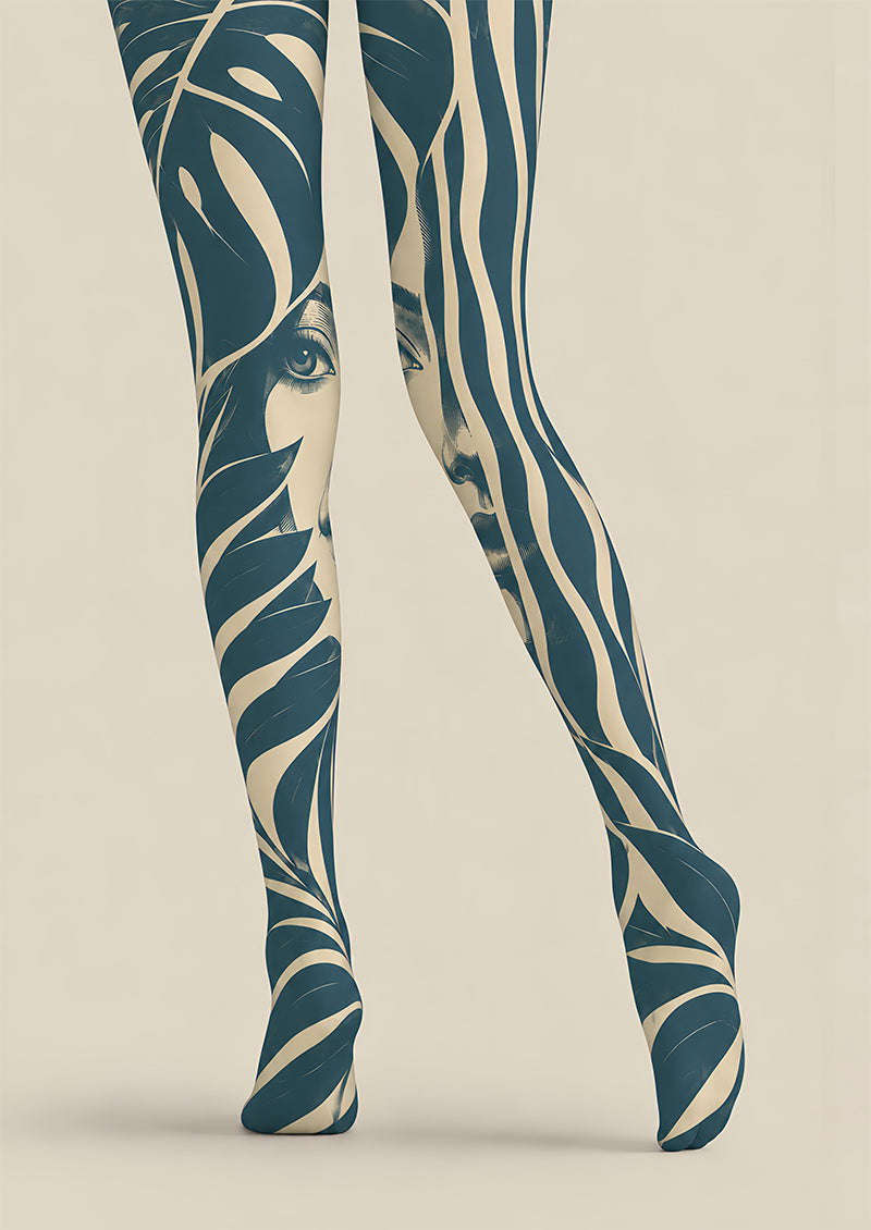 Abstract Face Graphic Tights Hosiery Pantyhose Z69-90