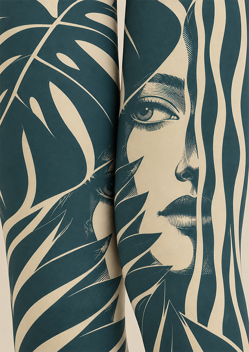 Abstract Face Graphic Tights Hosiery Pantyhose Z69-90