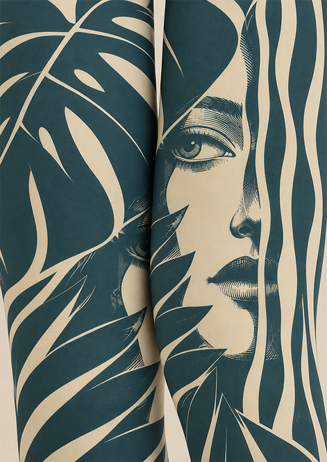 Abstract Face Graphic Tights Hosiery Pantyhose Z69-90
