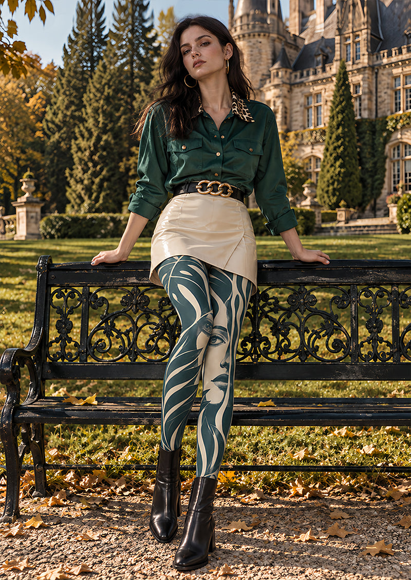 Abstract Face Graphic Tights Hosiery Pantyhose Z69-90