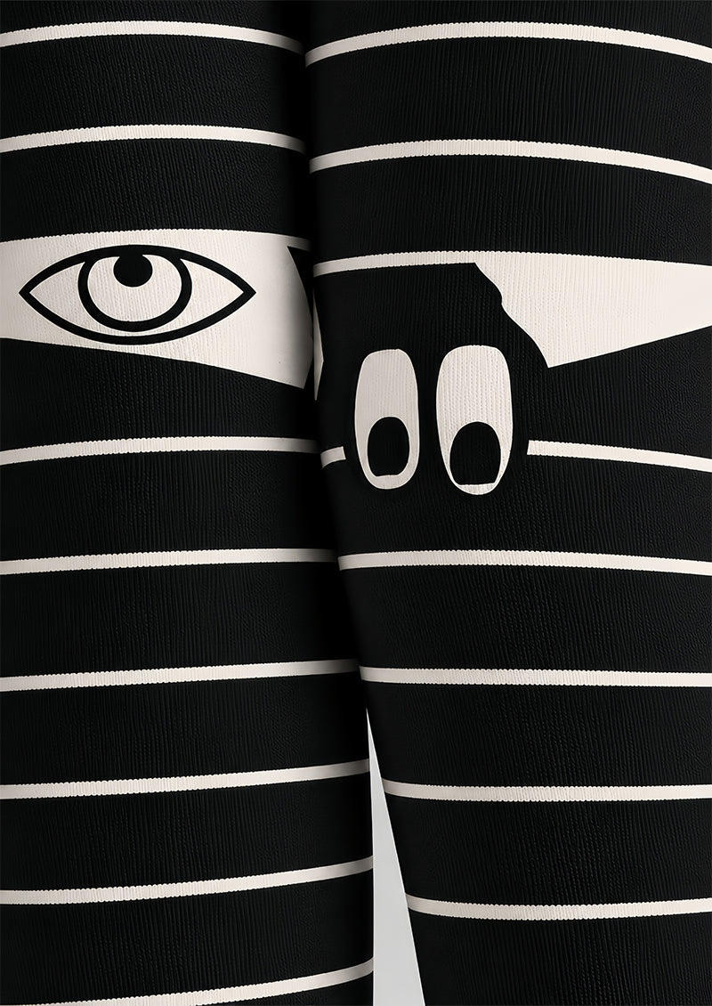 Y2K Black Stripe Eye Graphic Tights Pantyhose Z69-92