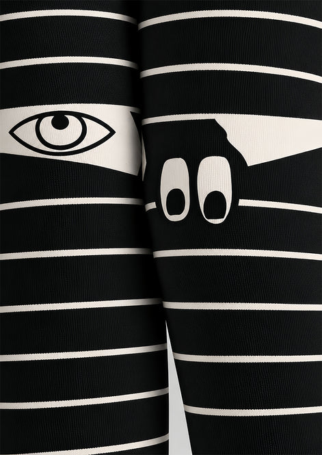 Y2K Black Stripe Eye Graphic Tights Pantyhose Z69-92
