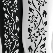 Black White Floral Vine Tights Hosiery Pantyhose Z69-94