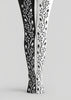 Black White Floral Vine Tights Hosiery Pantyhose Z69-94