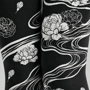 Artistic Black White Floral Tights Hosiery Pantyhose Z69-95