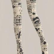Artsy Newspaper Print Tights Hosiery Pantyhose Z69-96