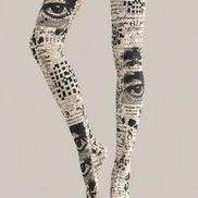Artsy Newspaper Print Tights Hosiery Pantyhose Z69-96