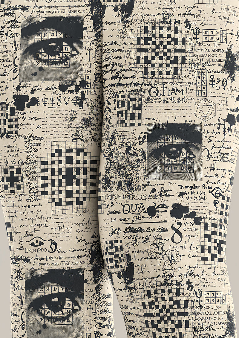 Artsy Newspaper Print Tights Hosiery Pantyhose Z69-96