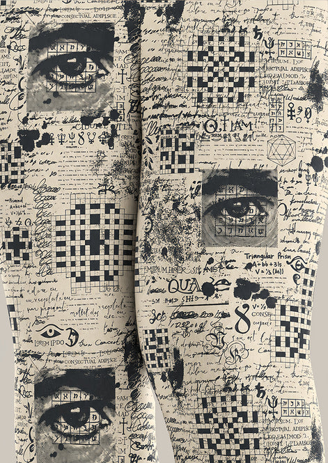 Artsy Newspaper Print Tights Hosiery Pantyhose Z69-96